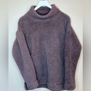 Jones New York Sherpa Fleece Purple Mauve Pullover